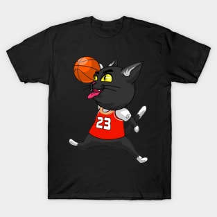 Basketball Cat black T-Shirt